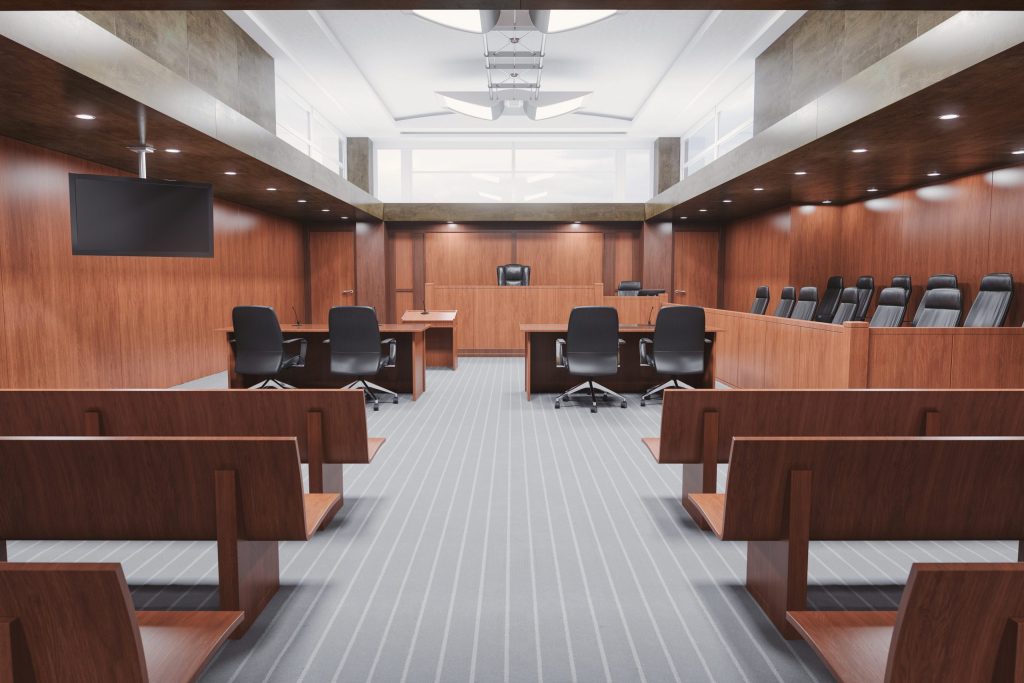 Empty Courtroom small claims process in a empty courtroom